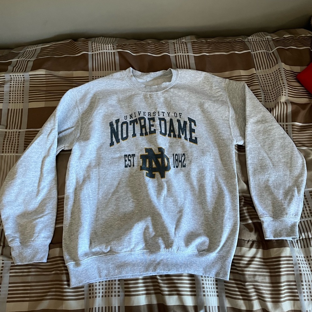 Retro Grey Notre Dame crewneck sweatshirt